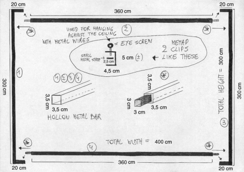 A plan explaining how to mount the rear-projection screen.